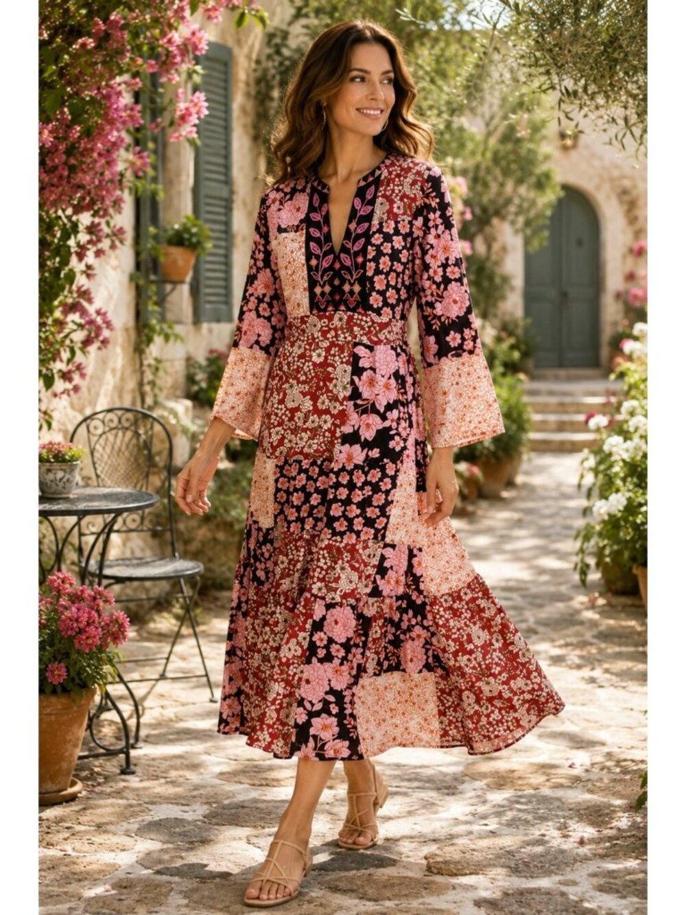 NWT Johnny Was Workshop Flora Tie Back Dress Womens Medium